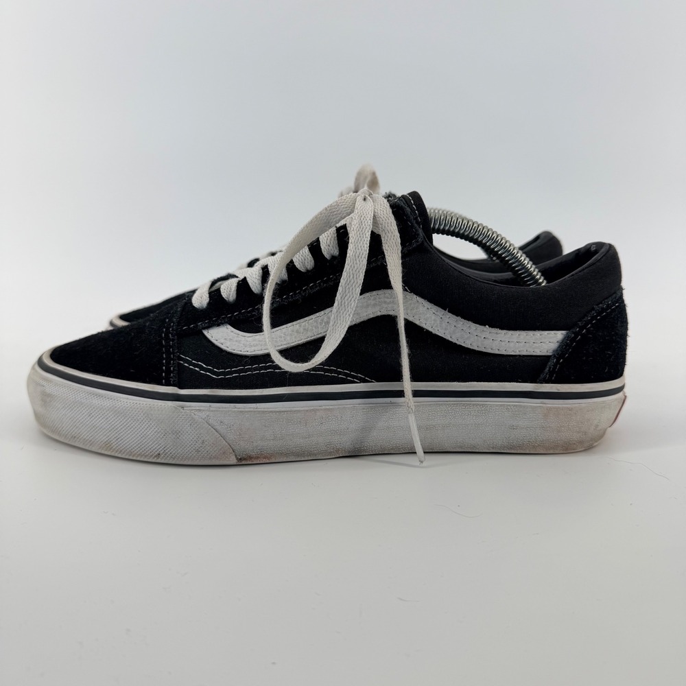 Vans Old Skool Classic Skate Shoes Low Top Black White Suede Canvas Mens 8.5